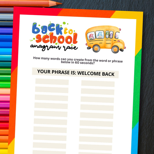 Back To School Anagram Race