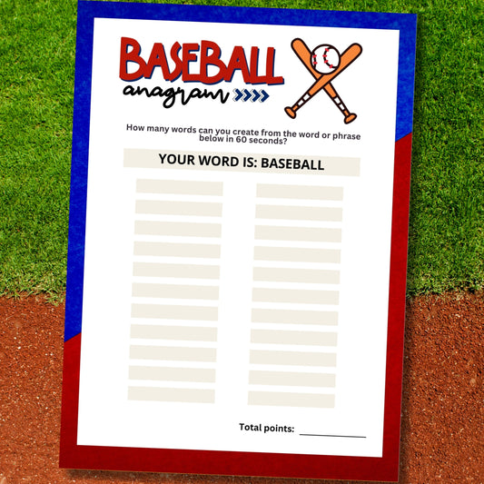 Baseball Anagram Word Race