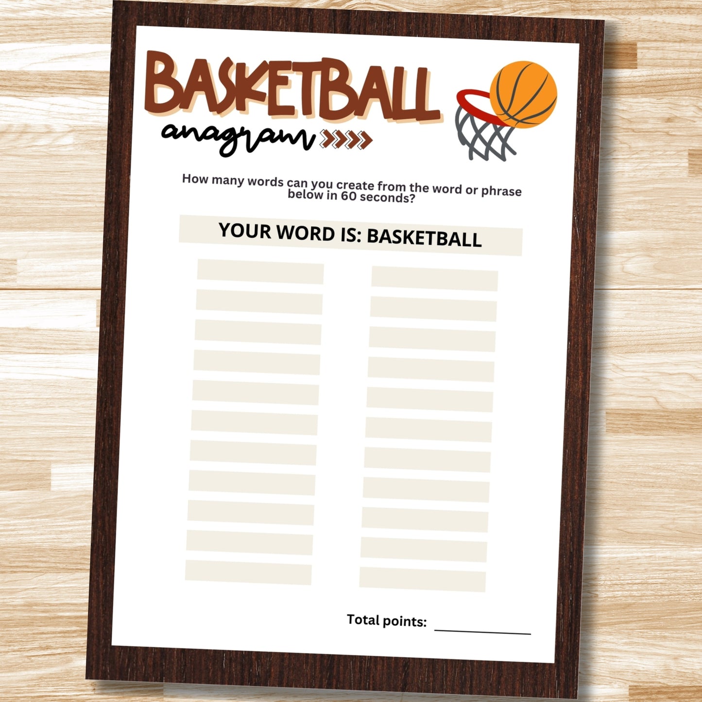 Looking for a fun and easy icebreaker game to play at your basketball-themed event? Play this printable Anagram Word Game and see who can create the most words the fastest!