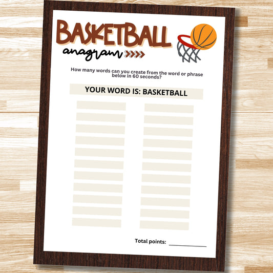Looking for a fun and easy icebreaker game to play at your basketball-themed event?  Play this printable Anagram Word Game and see who can create the most words the fastest!