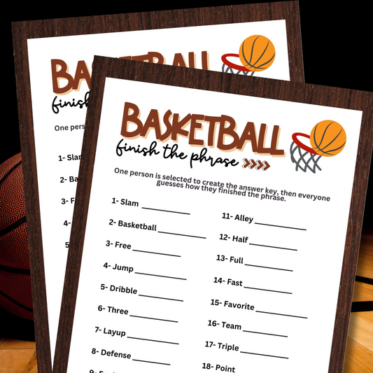 Looking for fun and engaging activities to add to your upcoming basketball-themed party, special occasion, or event?  If so, this fun "Finish the Phrase" game from Party Prints Press is just what you need!