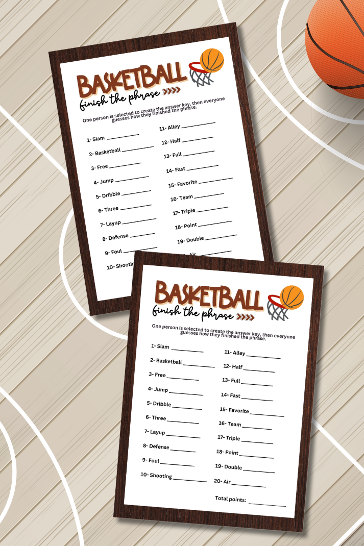 Looking for fun and engaging activities to add to your upcoming basketball-themed party, special occasion, or event? If so, this fun "Finish the Phrase" game from Party Prints Press is just what you need!