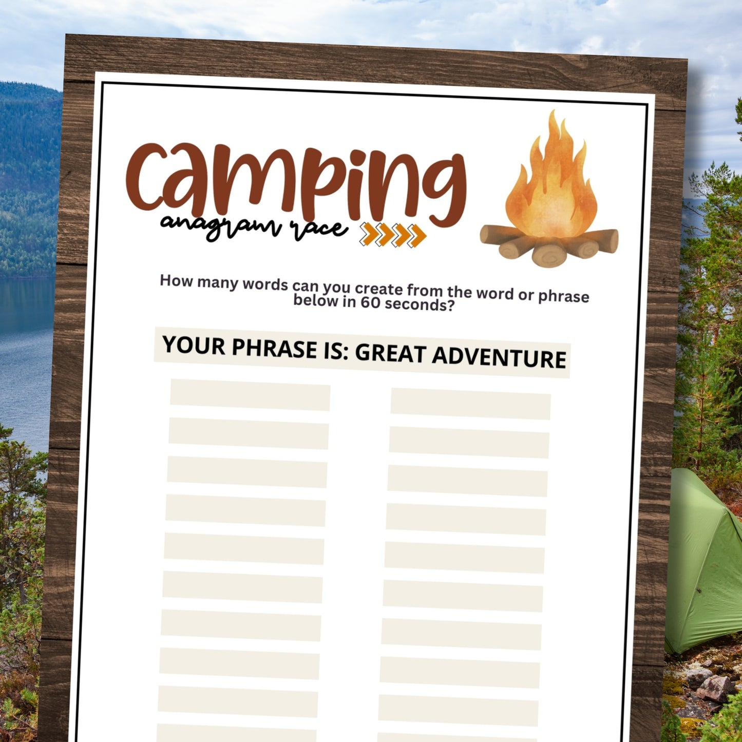 Camping & Road Trip Anagram