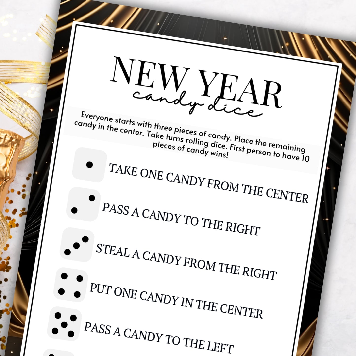 New Year's Eve Candy Dice