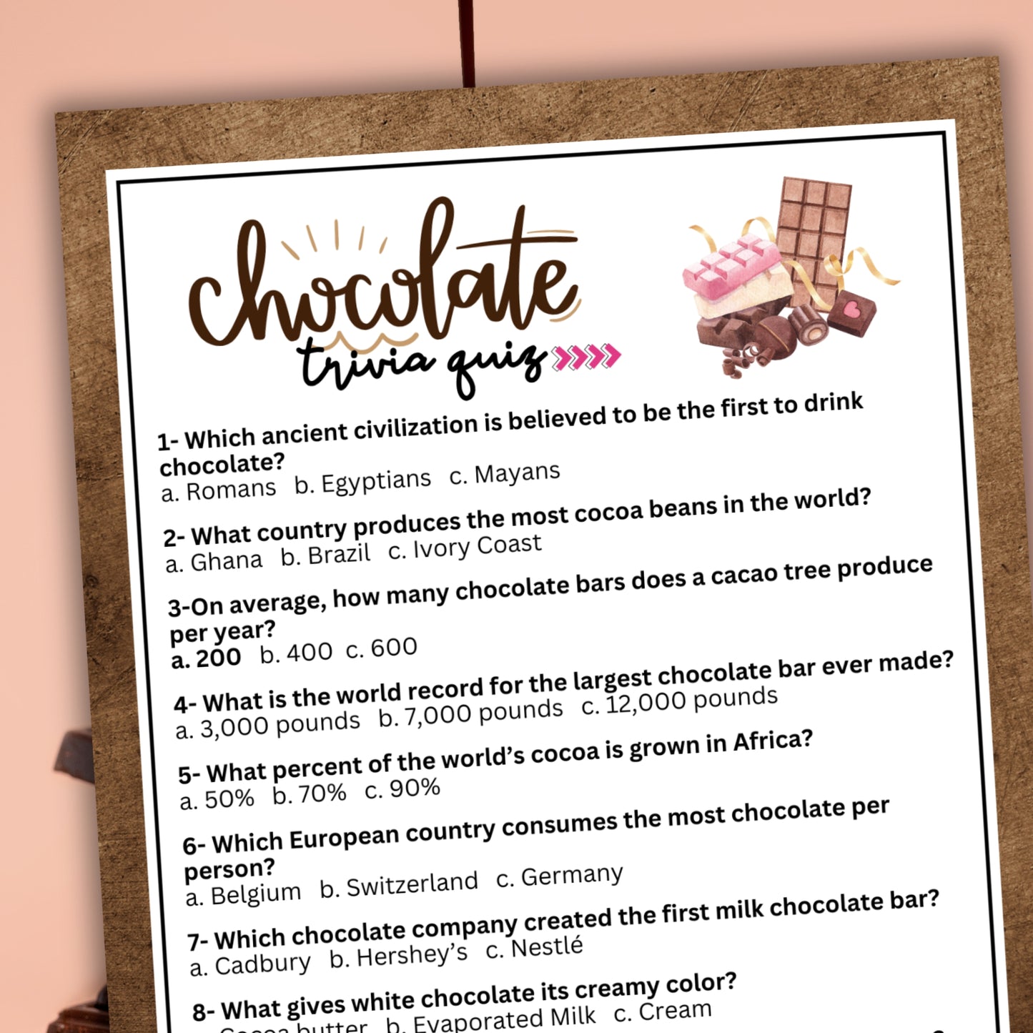 Chocolate Trivia Game