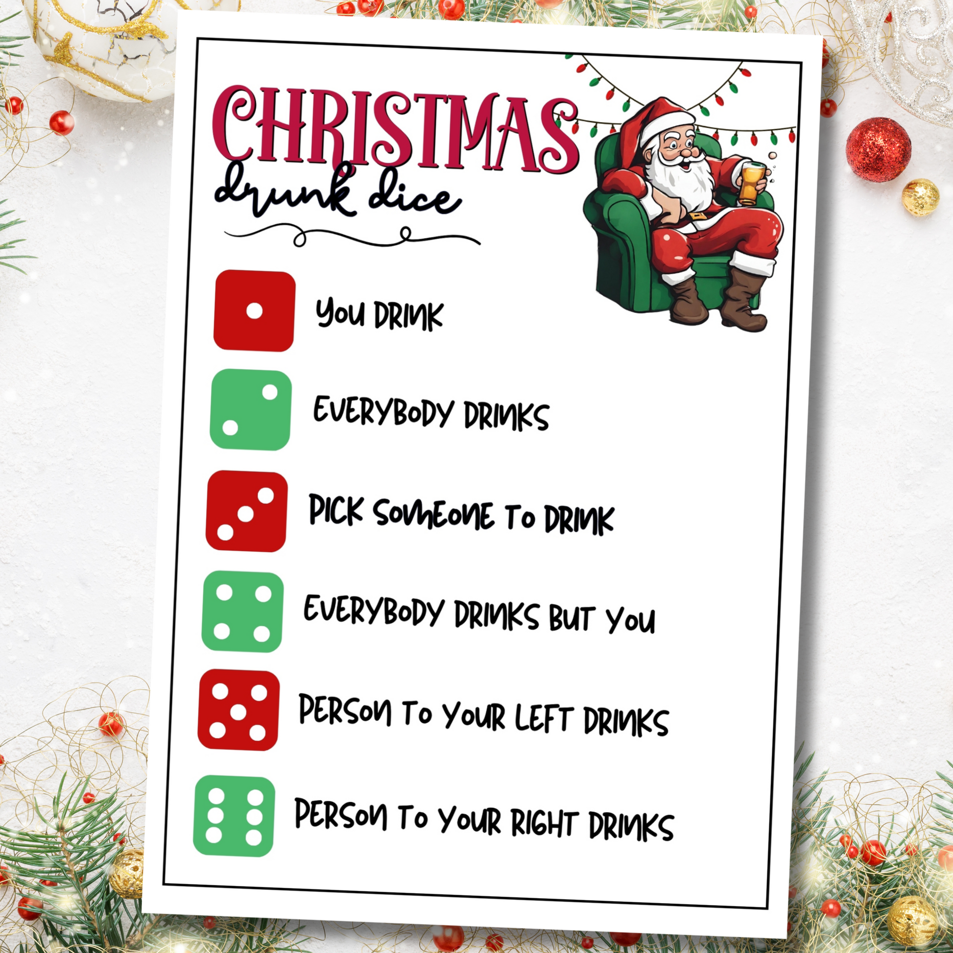 christmas drunk dice