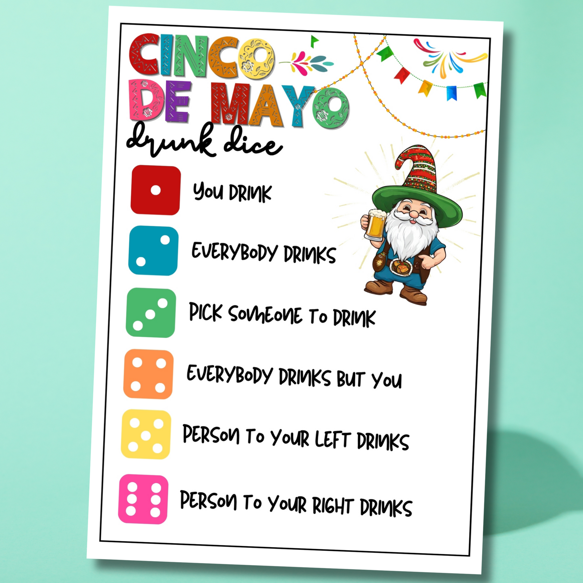 cinco de mayo drunk dice printable