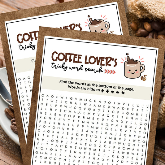tricky coffee lovers word search