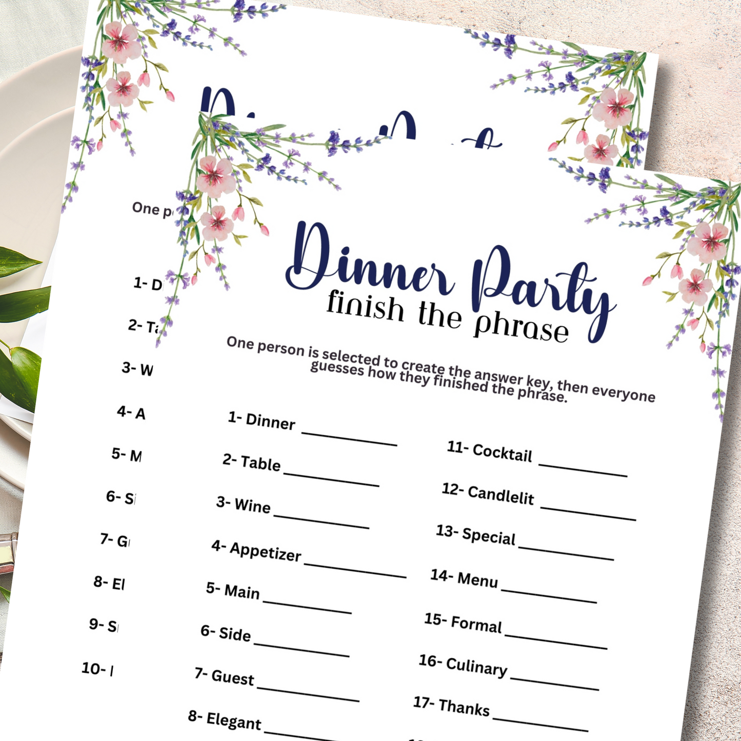 Dinner Party Finish The Phrase