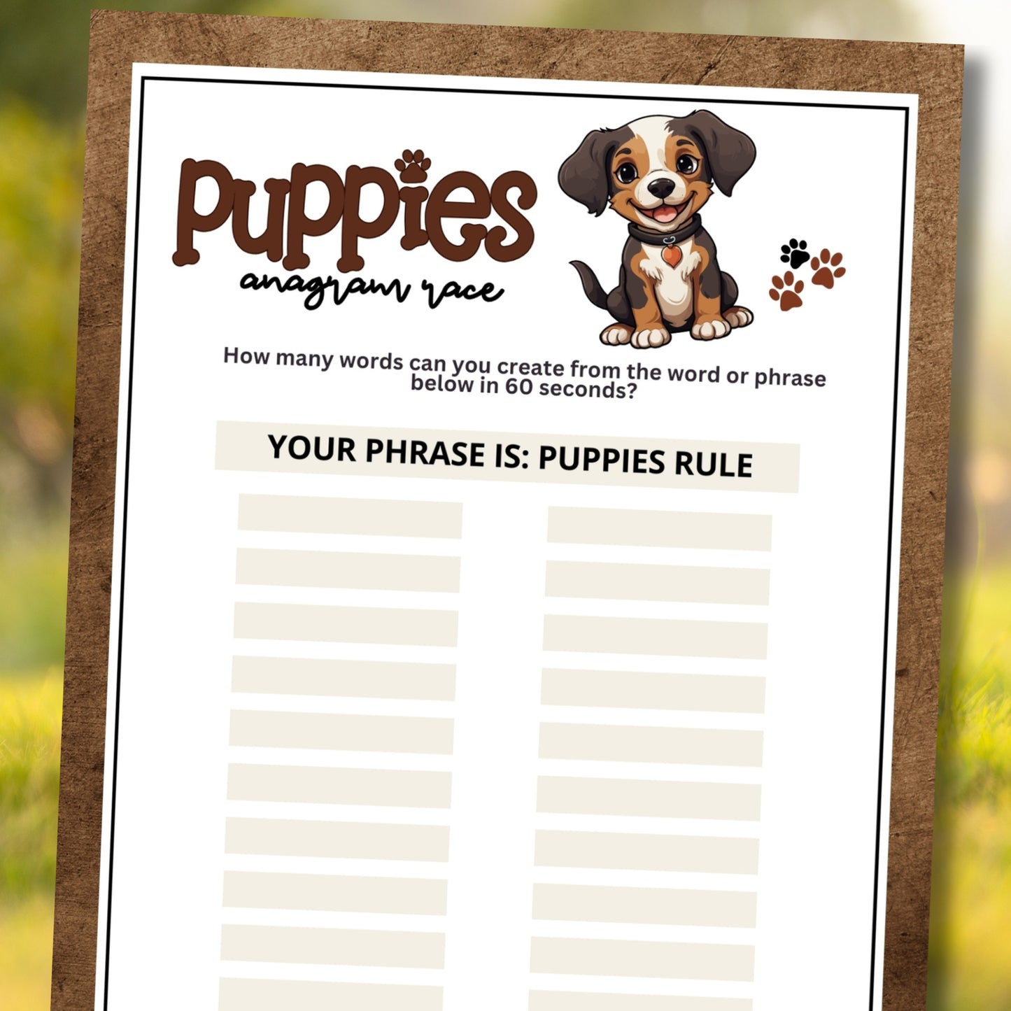 Puppy & Dogs Anagram Race