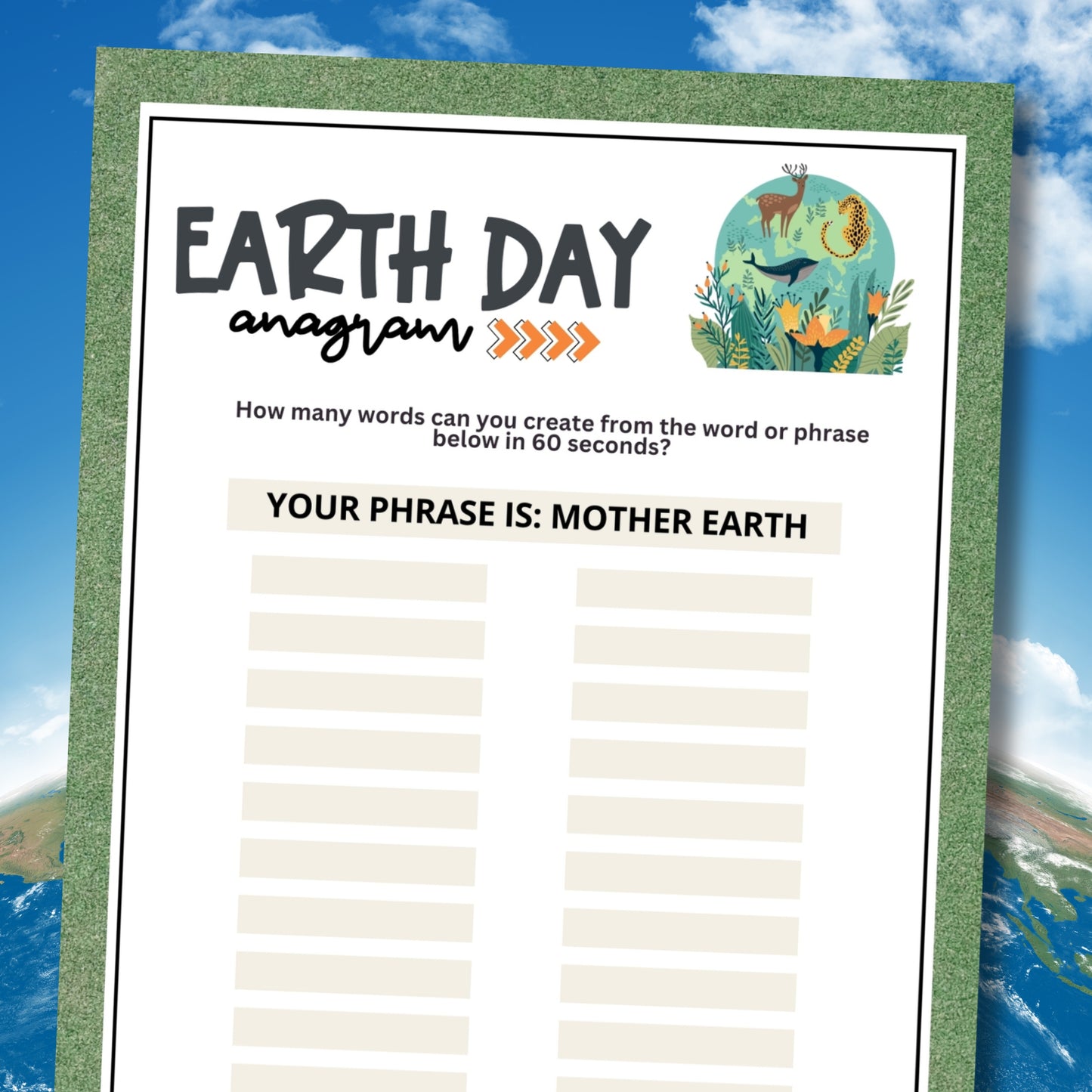 Earth Day Anagram Race