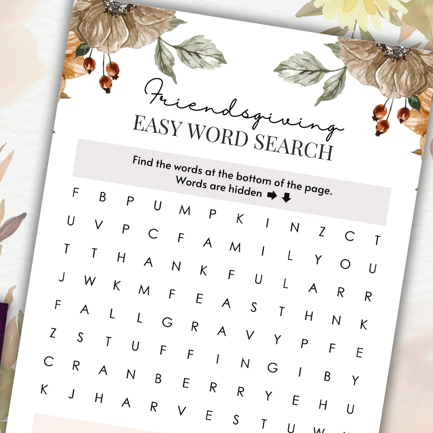 Friendsgiving Easy Word Search