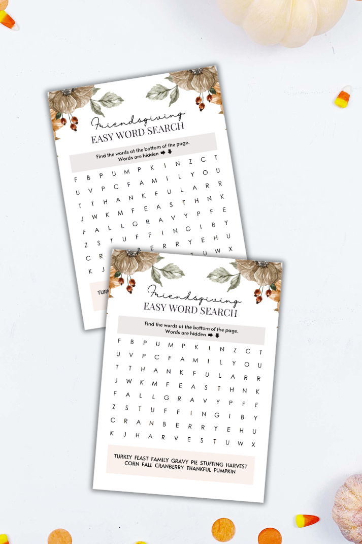 Friendsgiving Easy Word Search