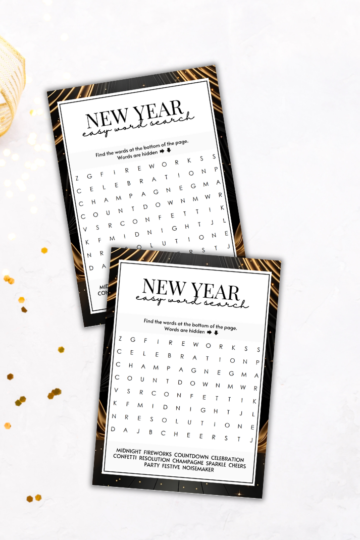 New Year's Eve Party Easy Word Search