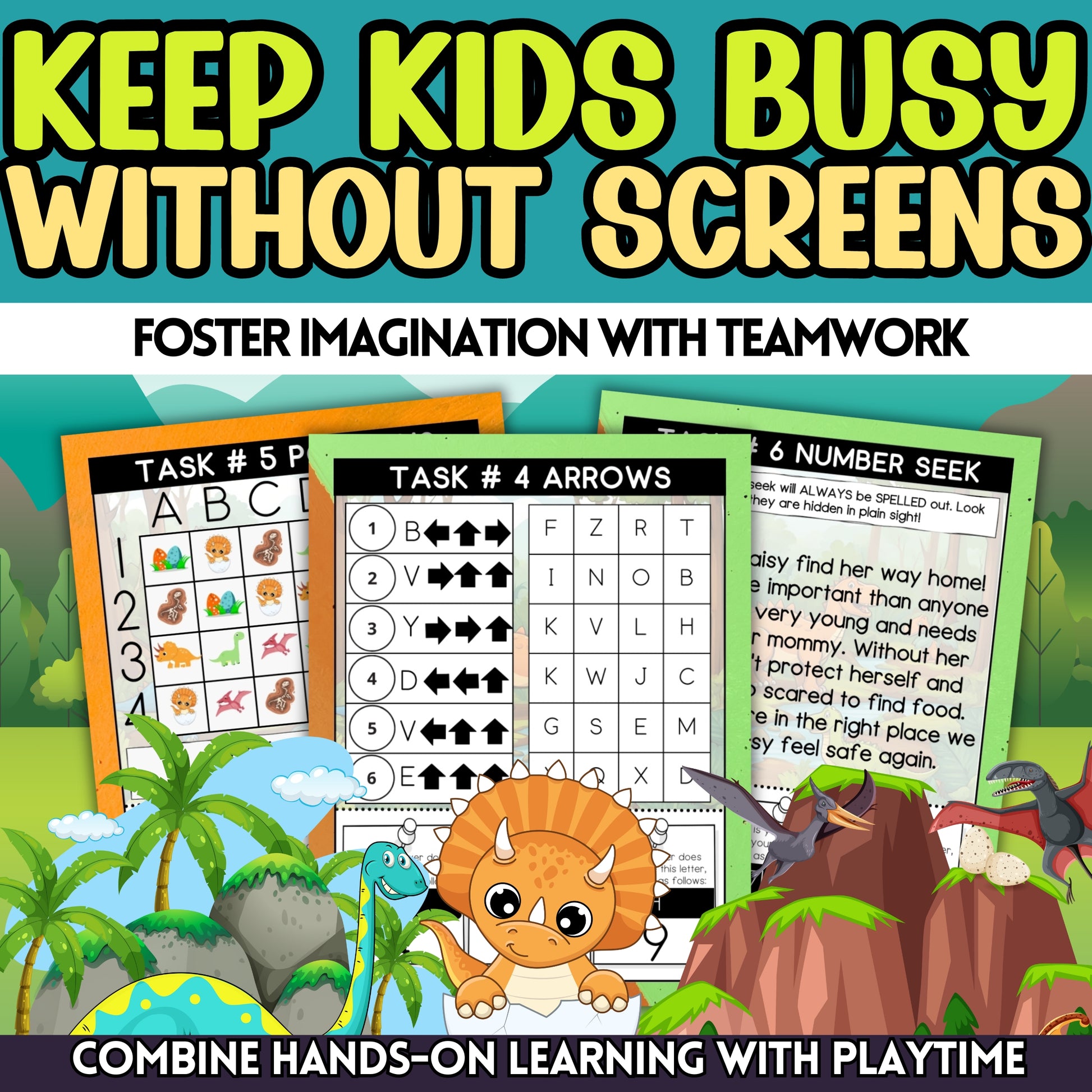 Dinosaur Escape Room Kit Kids Printable Birthday Party Activity Homeschool Classroom Fun Cute Dino Forest Game Girls And Boys Age 6 7 8 9