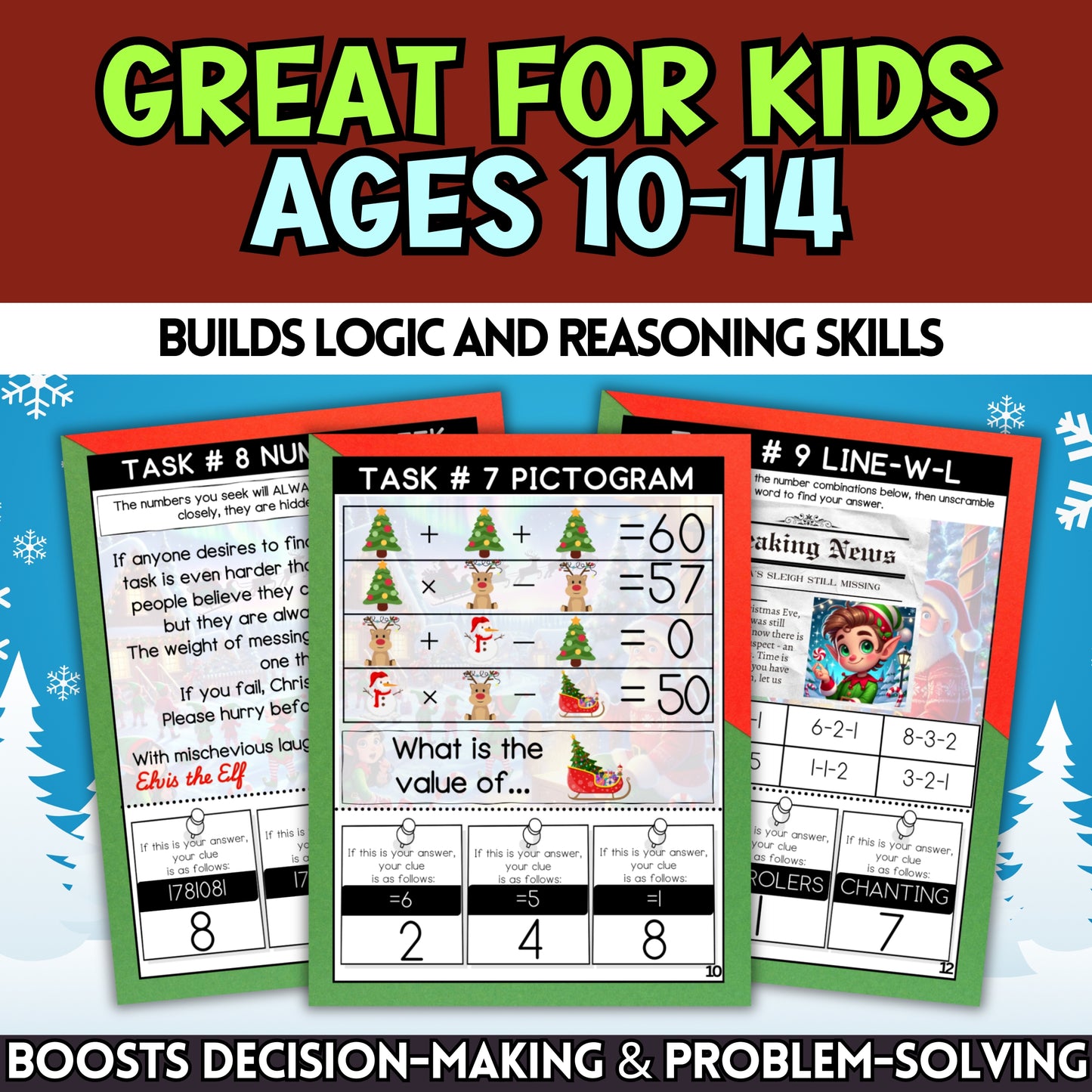 Christmas Escape Room For Tweens & Teens (12 Puzzles)