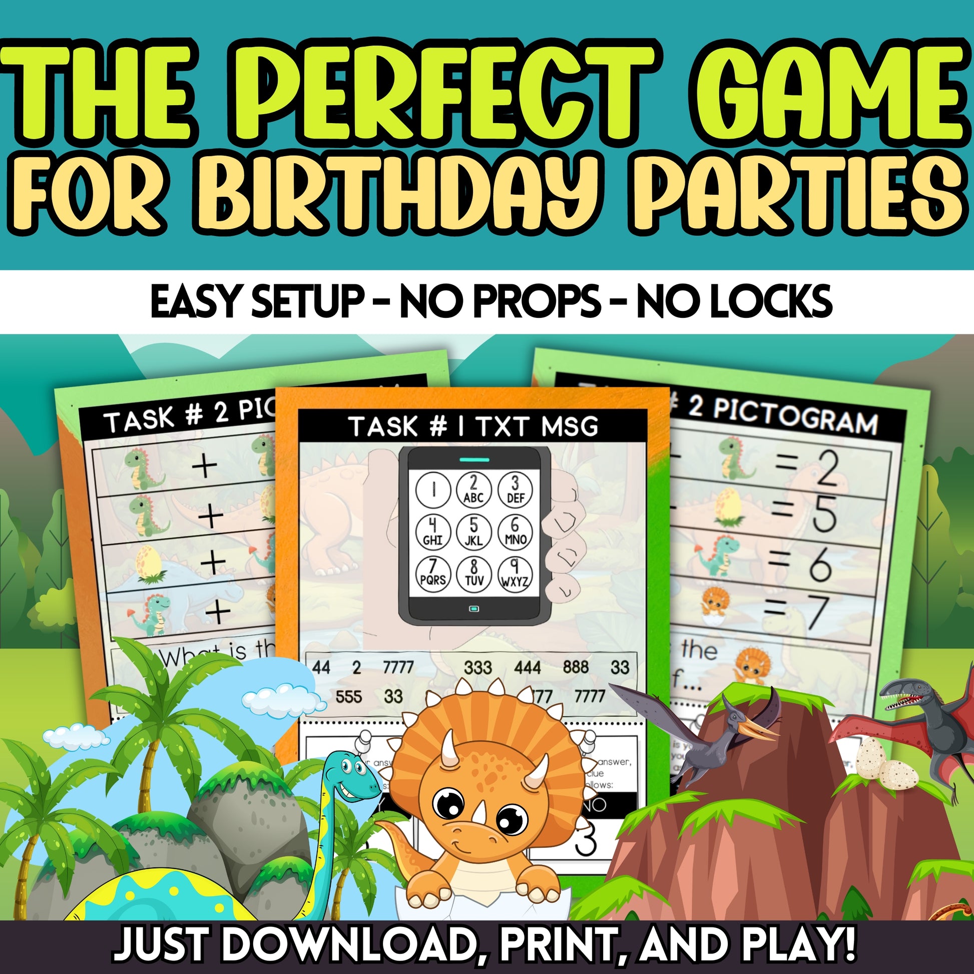 Dinosaur Escape Room Kit Kids Printable Birthday Party Activity Homeschool Classroom Fun Cute Dino Forest Game Girls And Boys Age 6 7 8 9