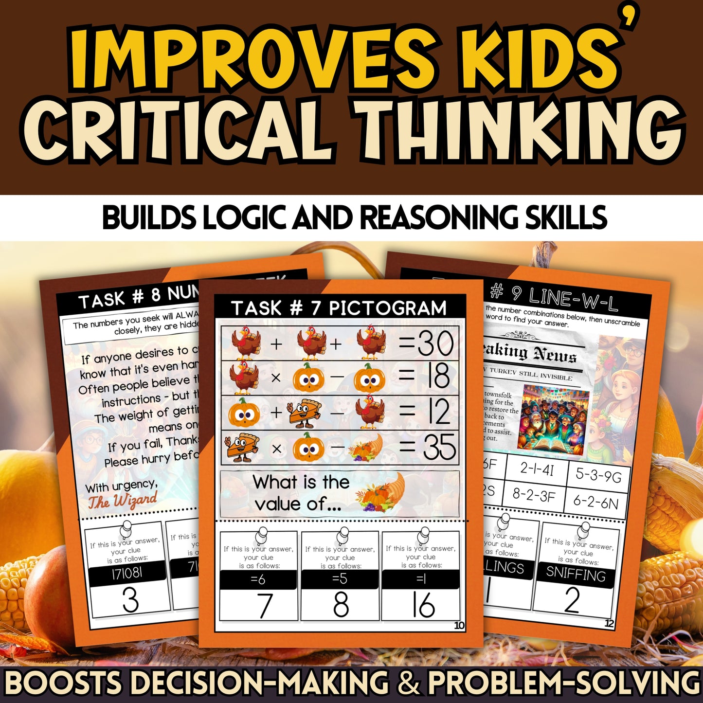 Turkey Escape Room For Tweens & Teens (12 Puzzles)