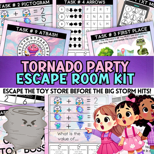 tornado birthday party escape room kit for little girls ages 6 7 8 9