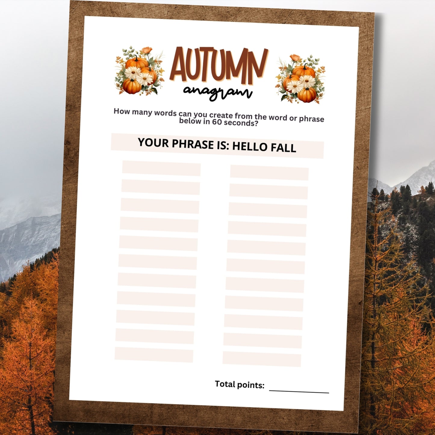 Fall Anagram Race
