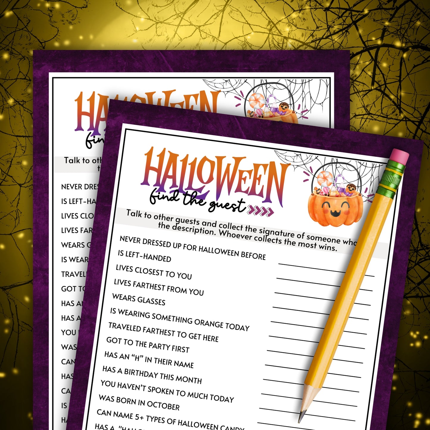 Looking for a fun and easy icebreaker game to play at your Halloween Party? This "Find The Guest" printable game from Party Prints Press is just what you need! 