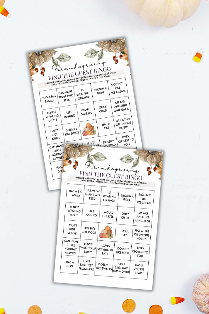 Friendsgiving Find The Guest BINGO