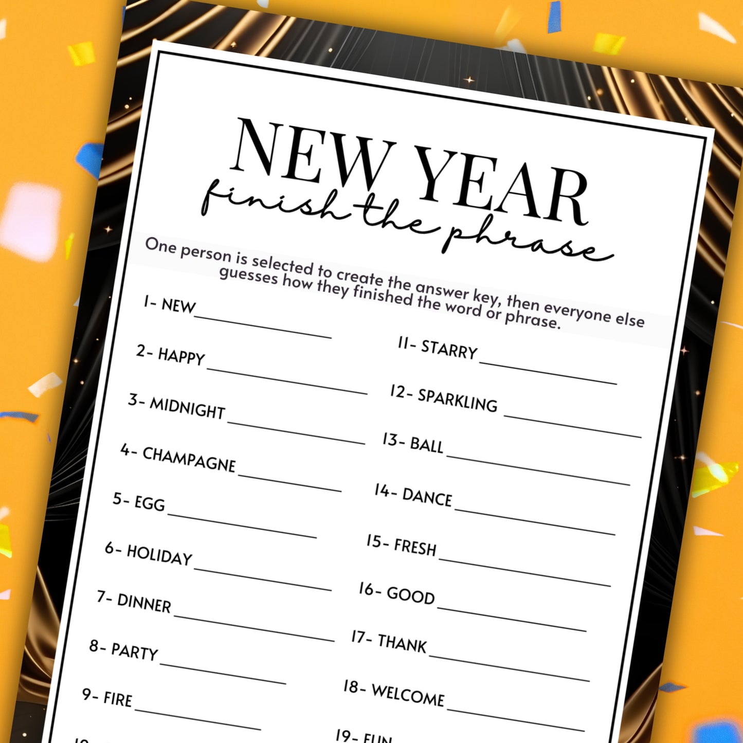 New Year's Finish The Phrase