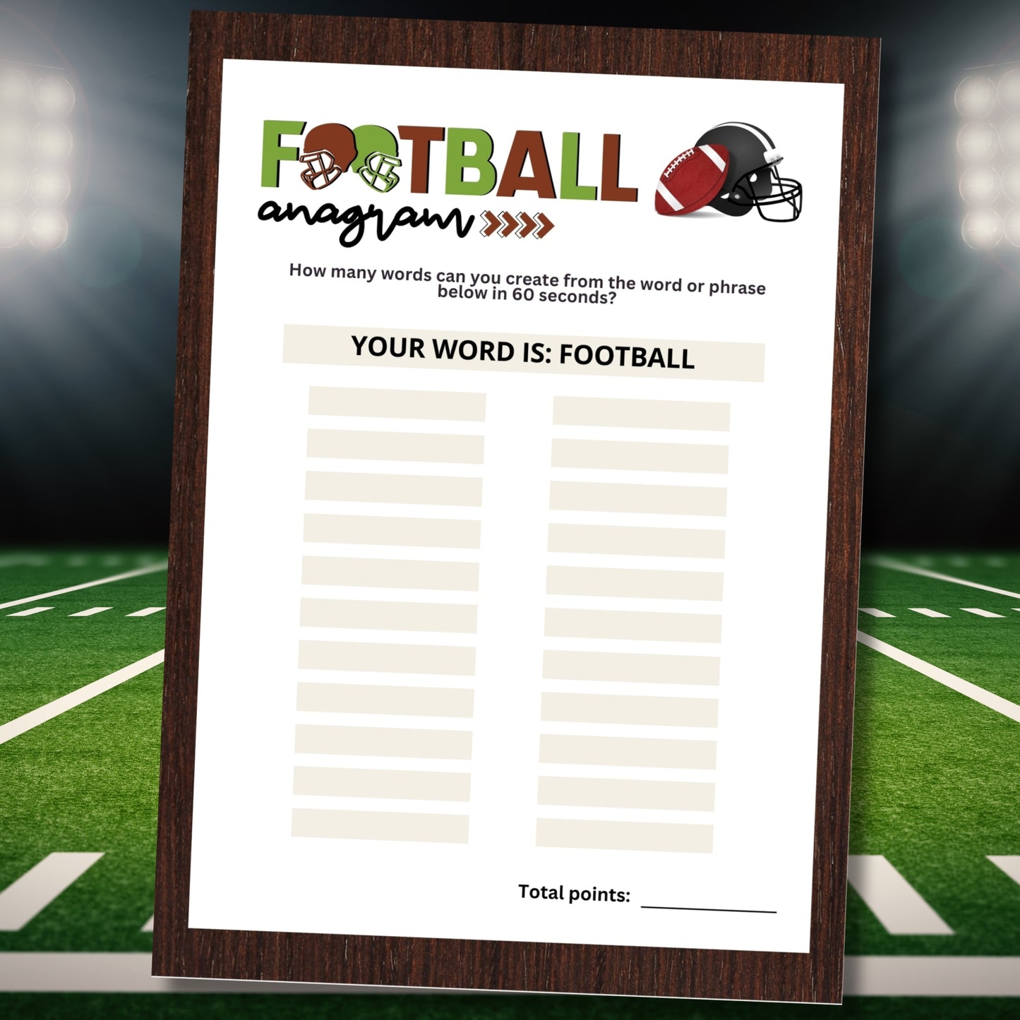 Football Anagram Race