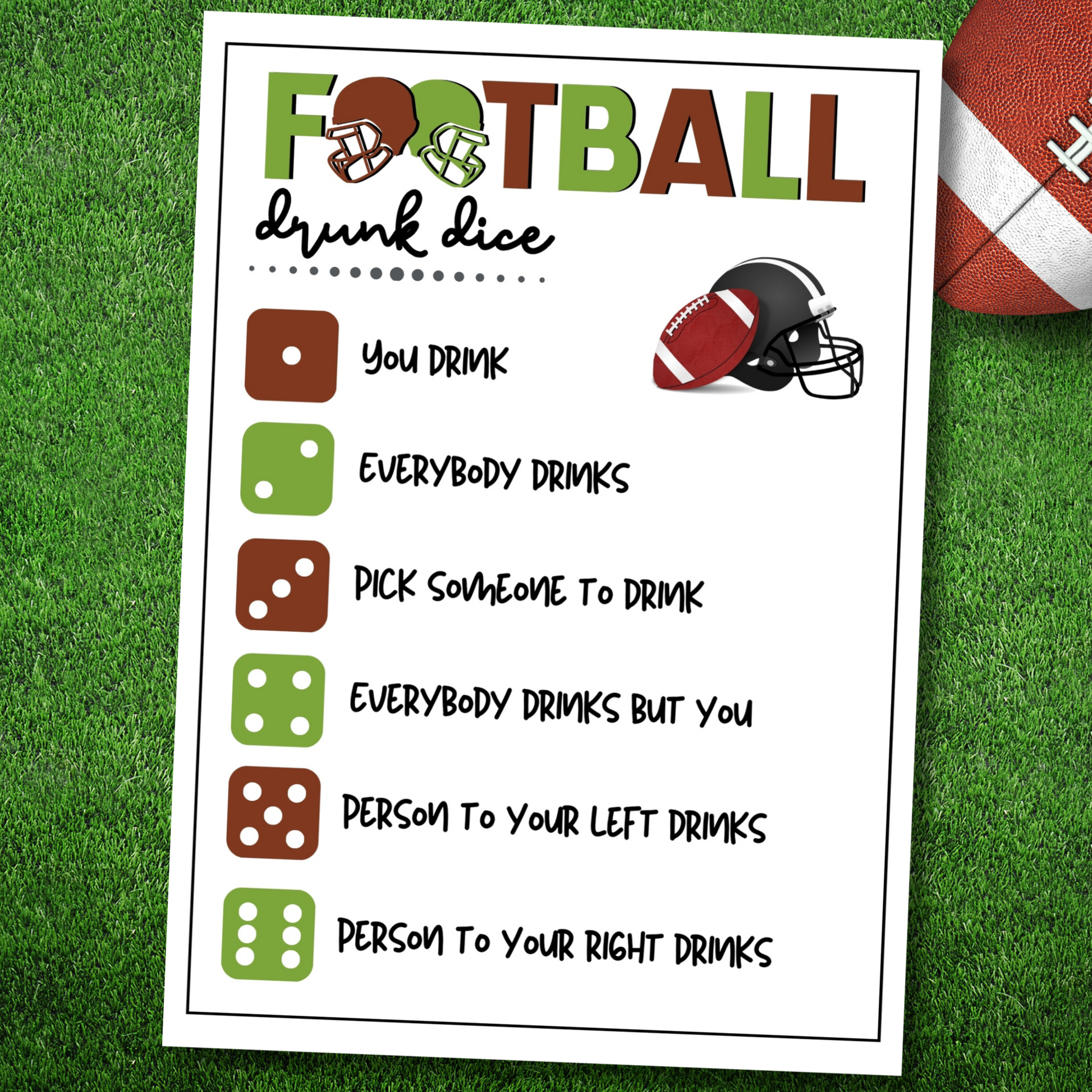 football party drunk dice printable