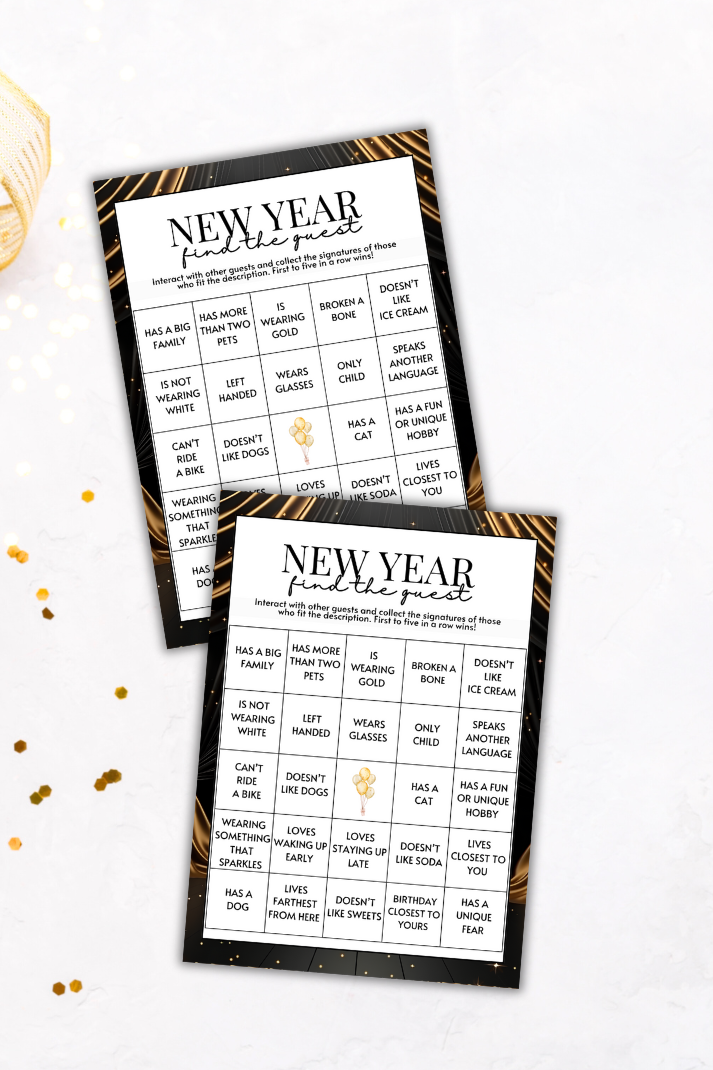 New Year's Find The Guest BINGO