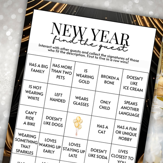New Year's Find The Guest BINGO