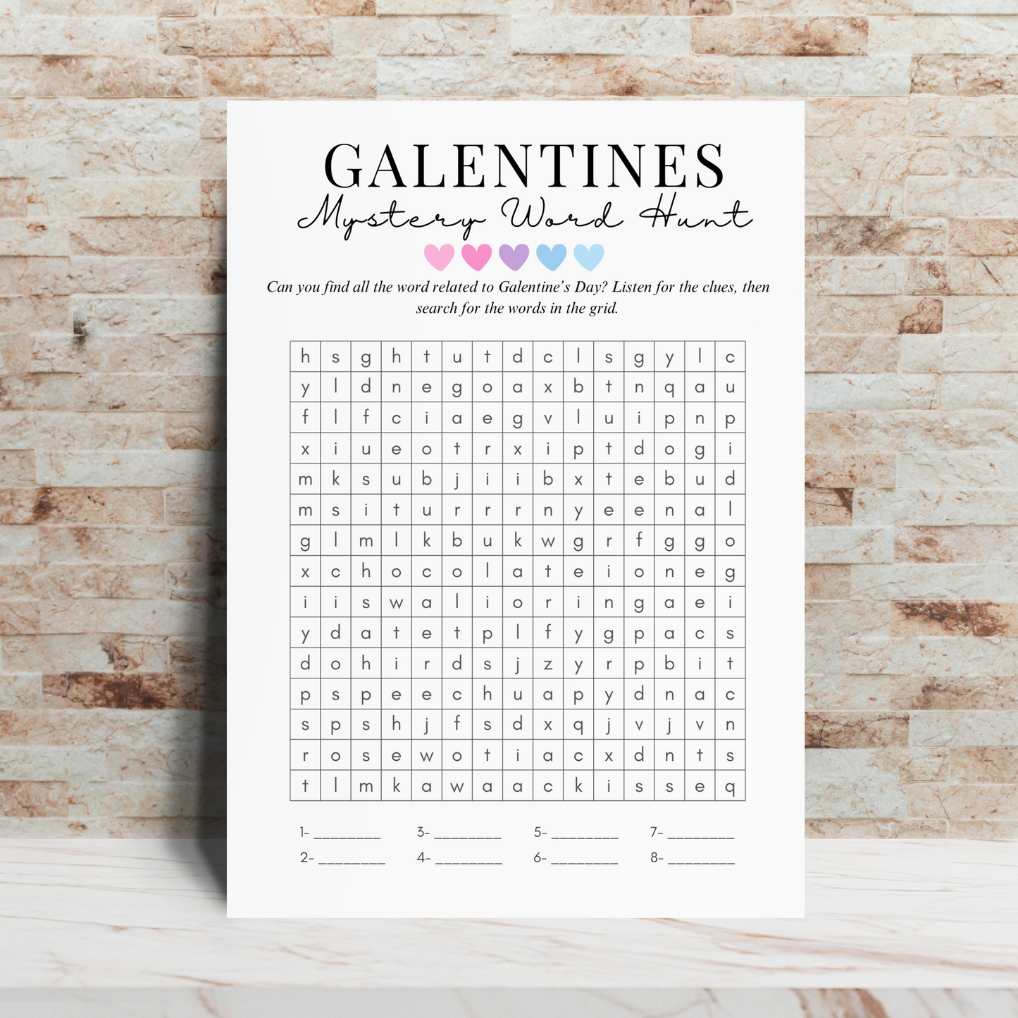 Galentine's Mystery Word Search