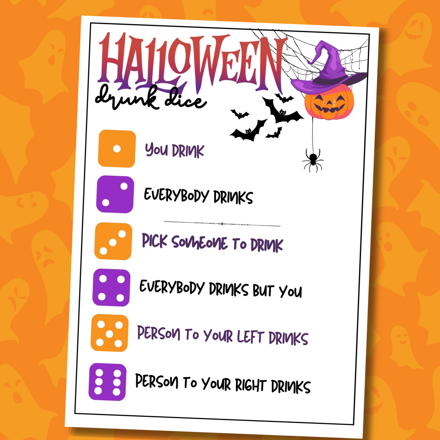 halloween adult drinking games drunk dice