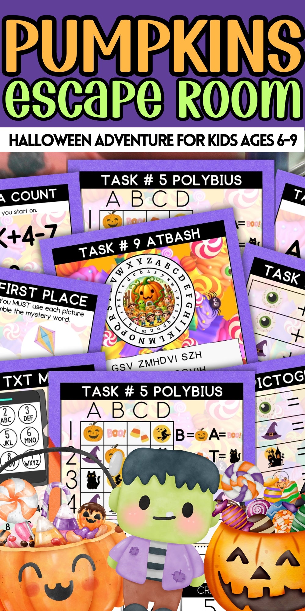 Escape the Mundane With The New Pumpkin Patch Adventure! (9 Puzzle-Escape Room) Specially designed for children aged 6-9, this printable escape room game transforms any space into the enchanting Sunnyvale Pumpkin Patch, home to the mysterious Great Pumpkin!