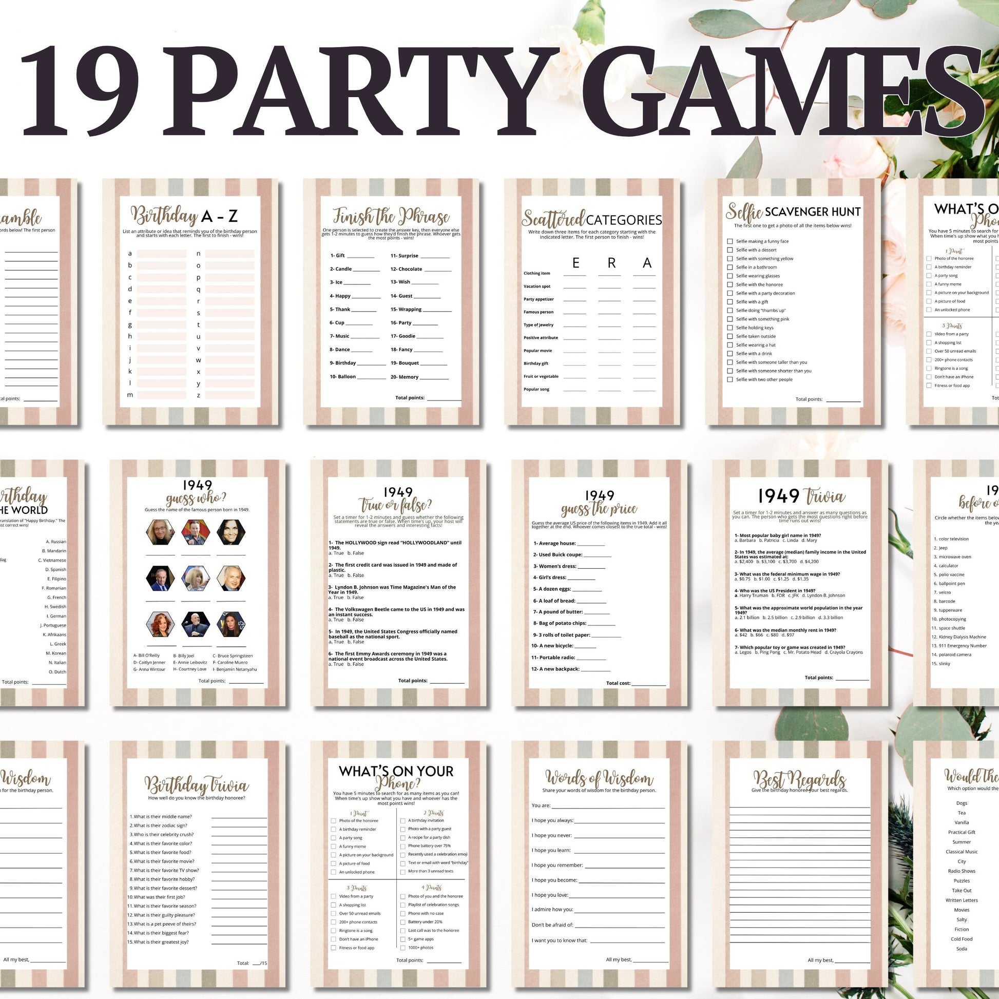 born in 1949 party games