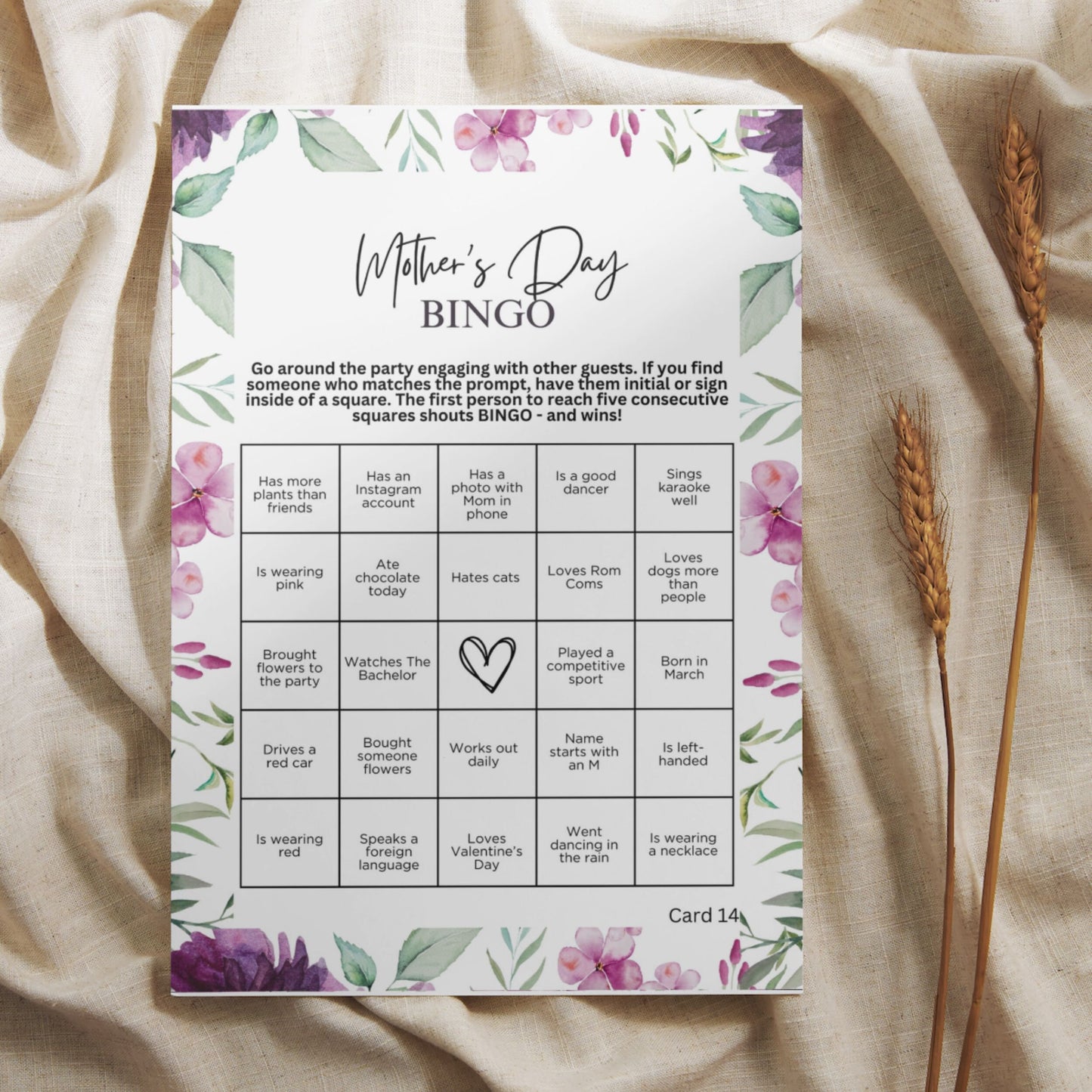 Mother's Day Find The Guest BINGO