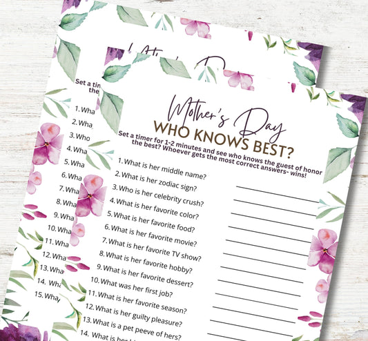 Mother's Day Who Knows Best