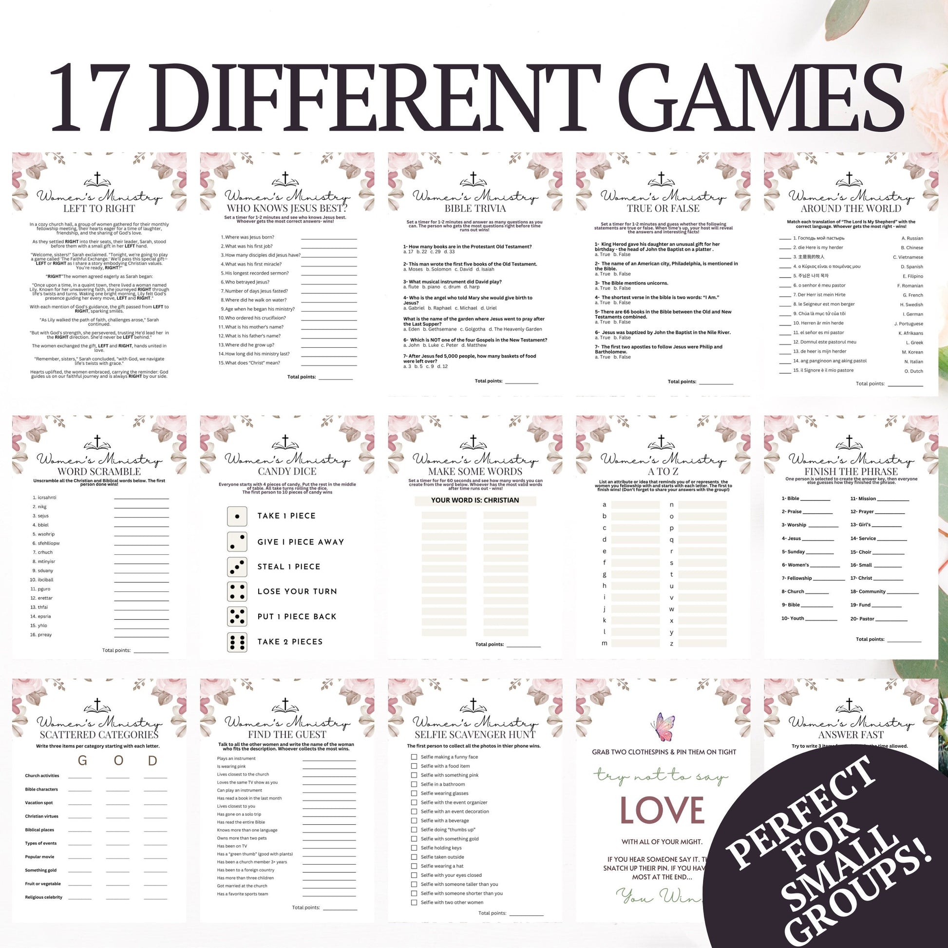 minimalist elegant womens ministry games