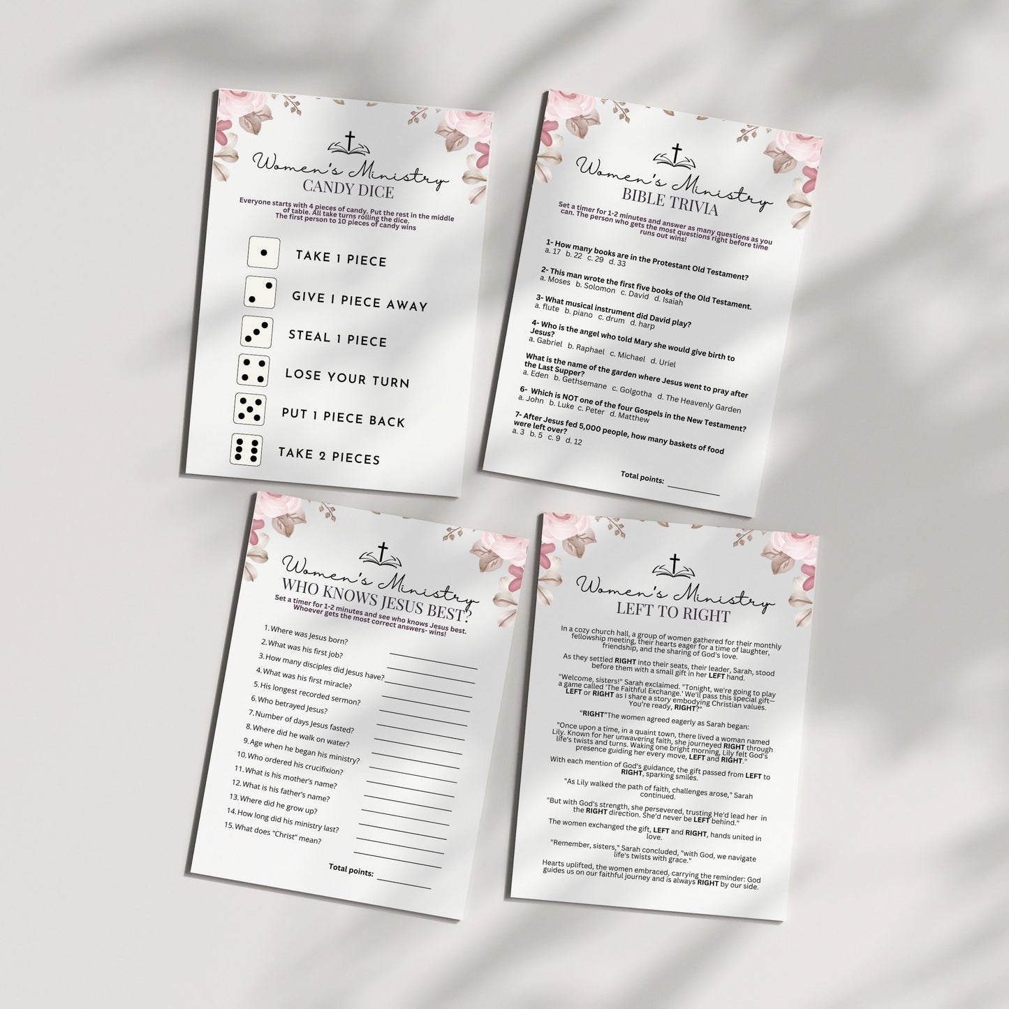 minimalist elegant womens ministry games