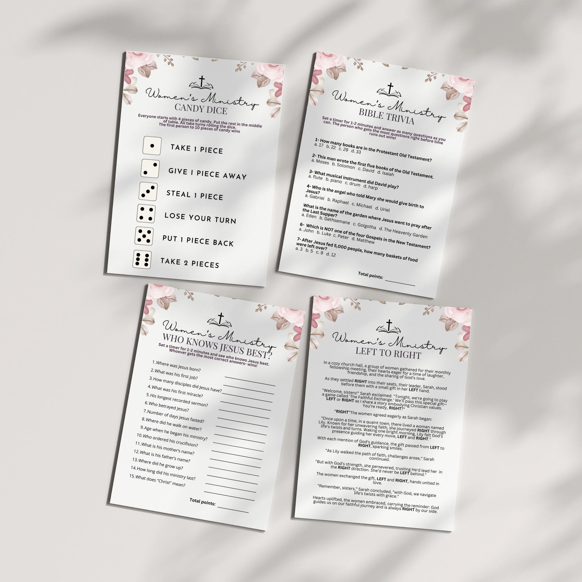 minimalist elegant womens ministry games