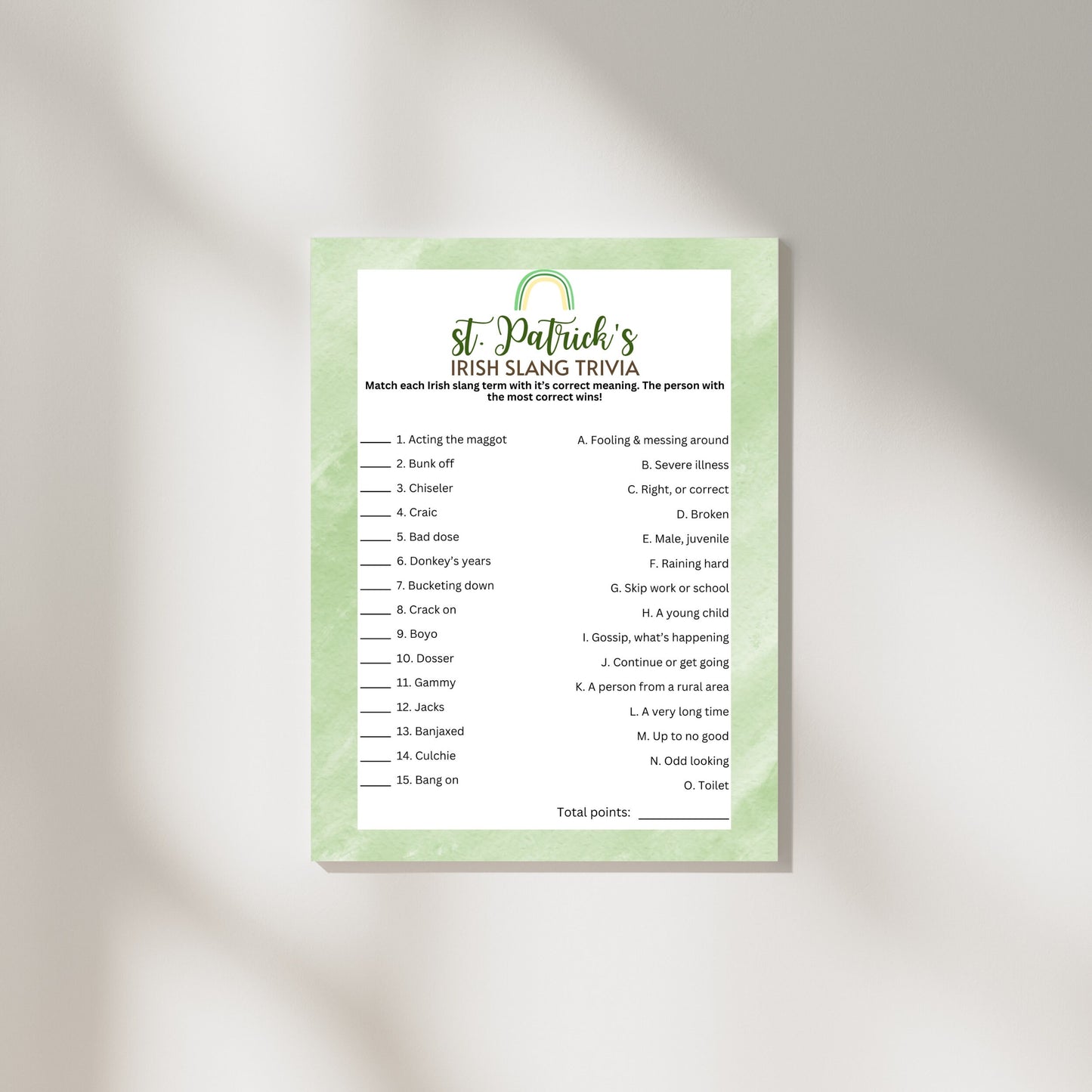 St. Patrick's Irish Slang