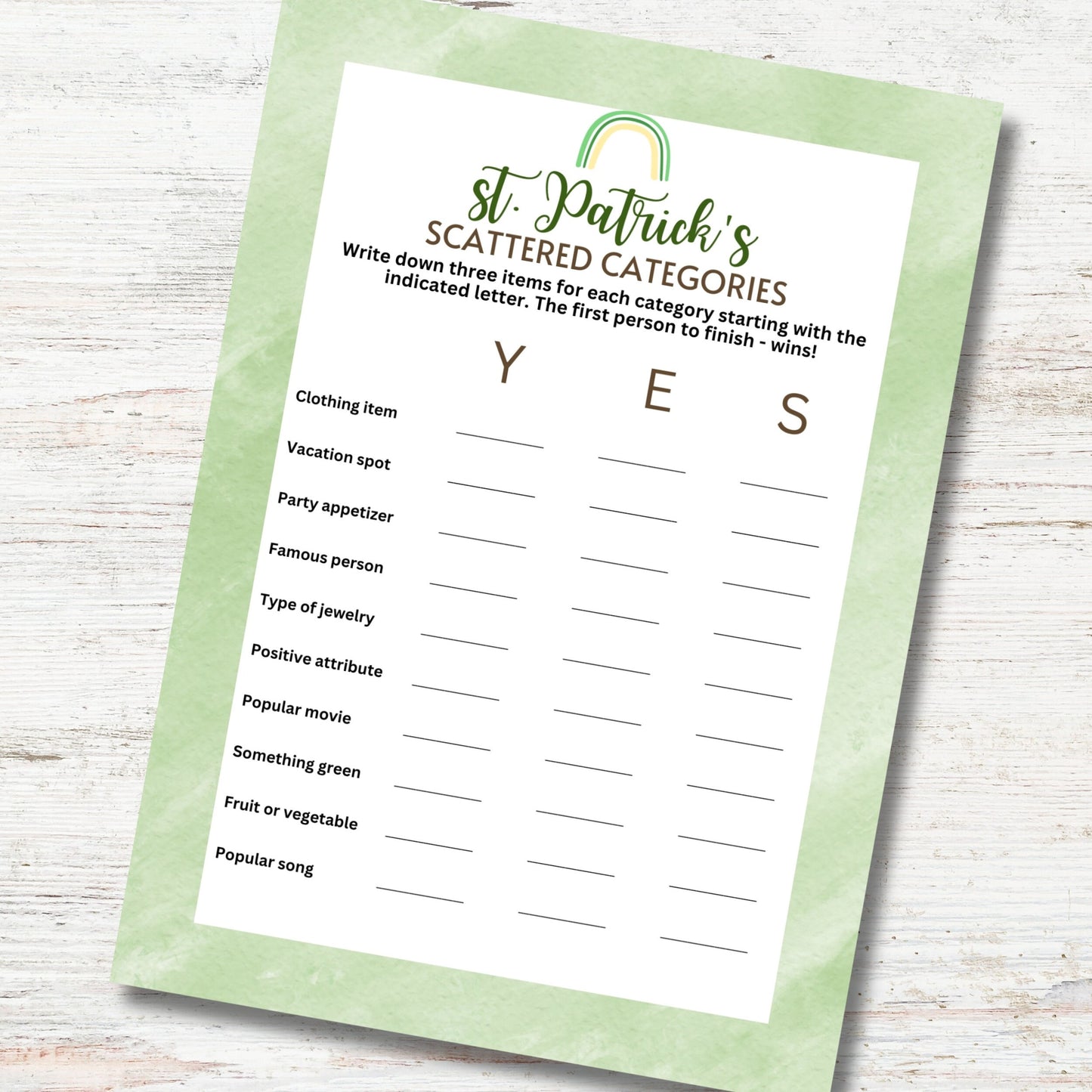 St. Patrick's Scattered Categories