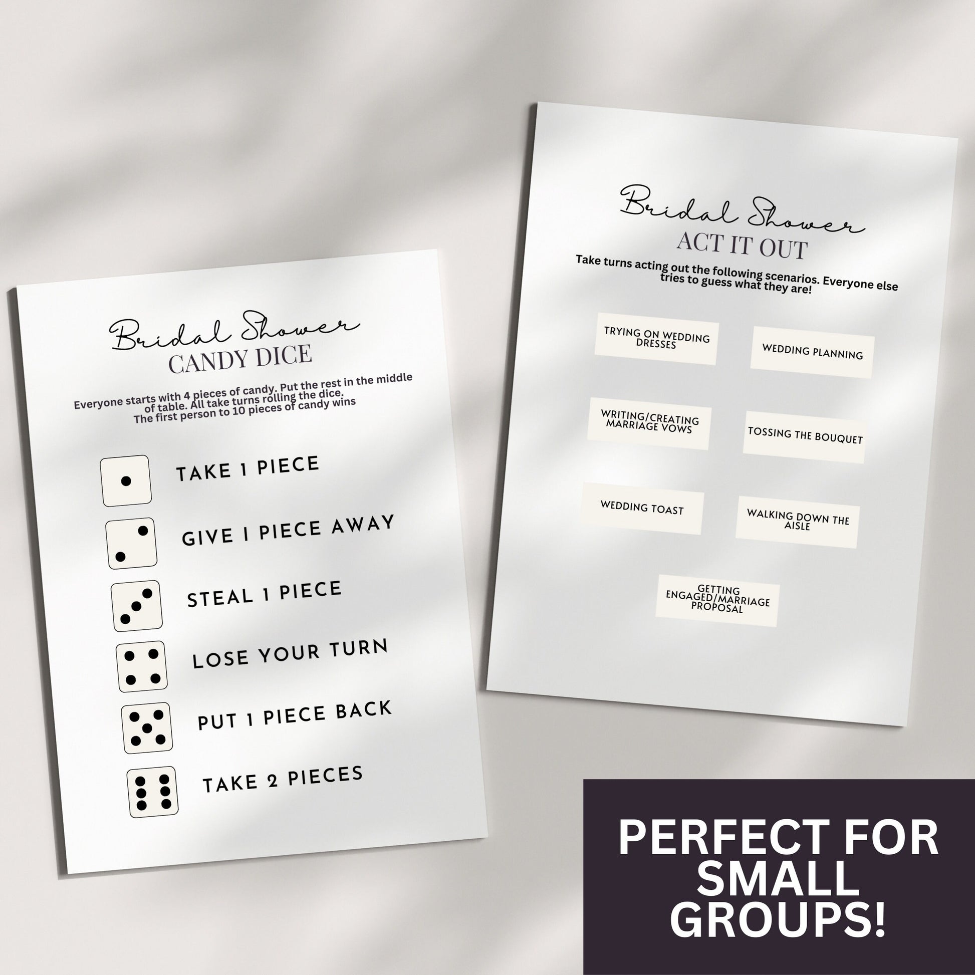 minimalist bridal shower bundle of games