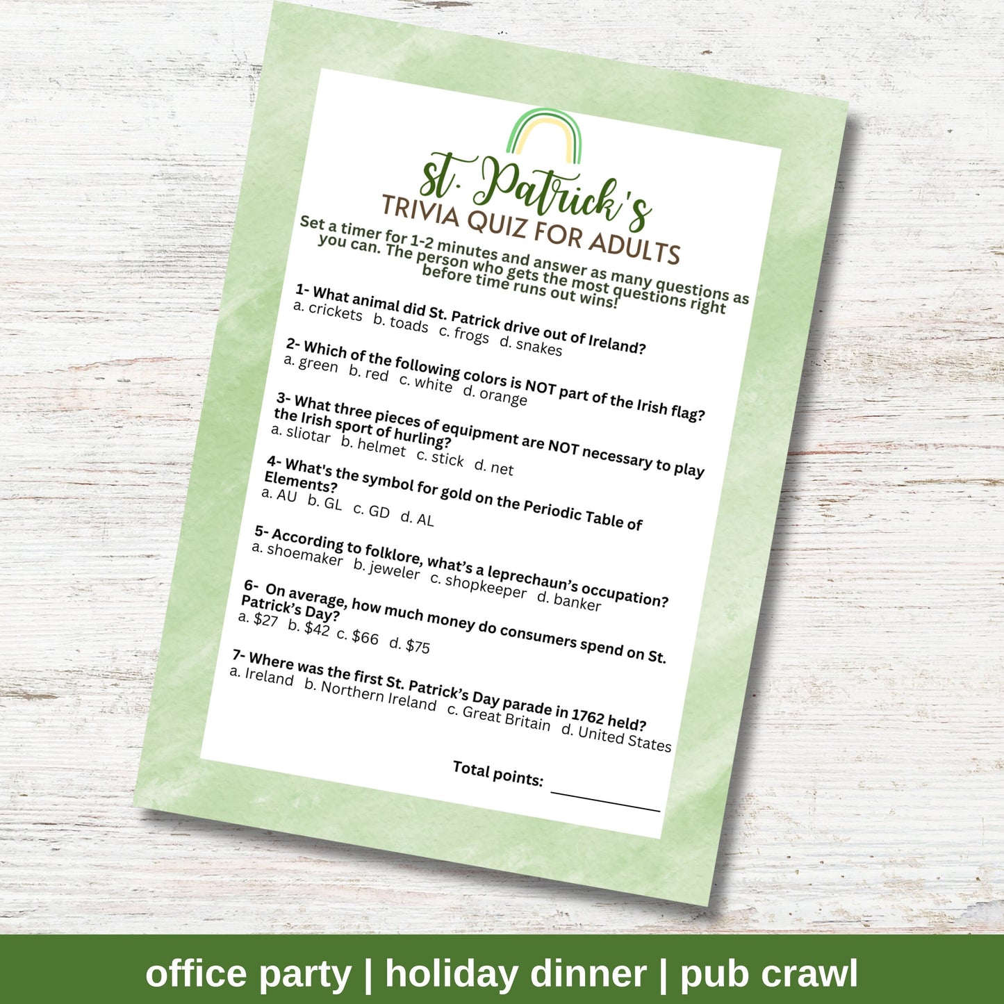 St. Patrick's Trivia For Adults