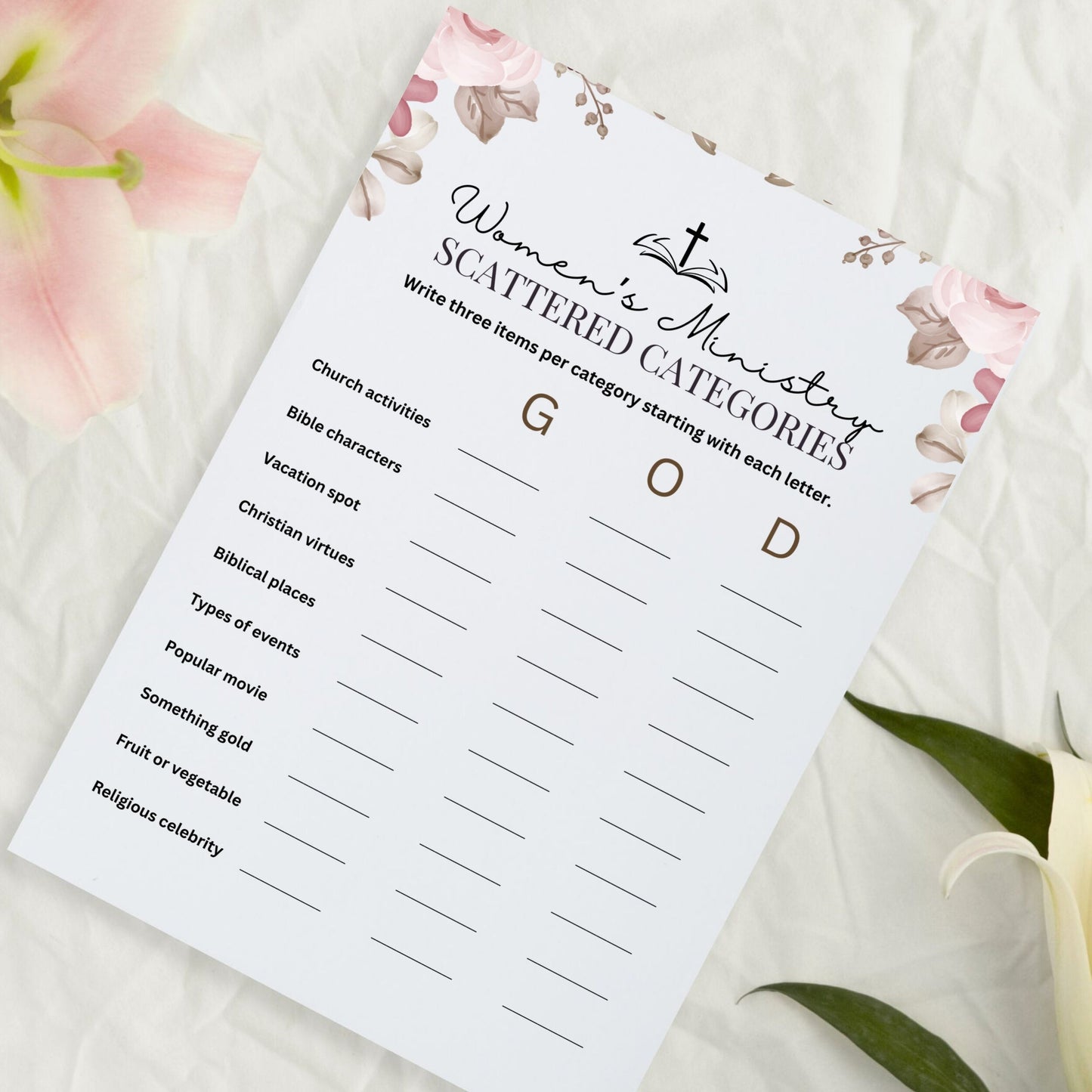 Women's Ministry Scattered Categories