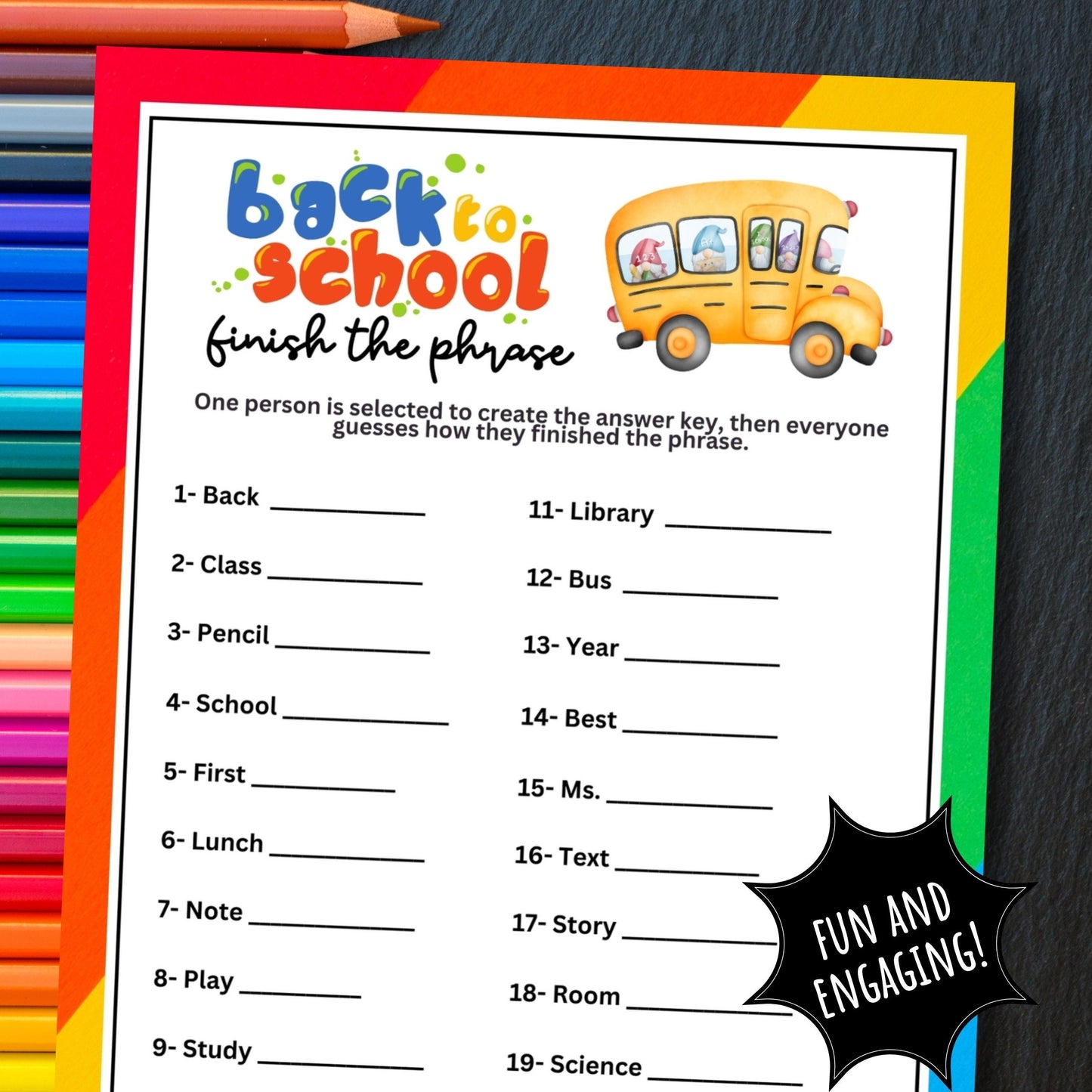 end of summer break printable colorful game for kids
