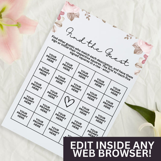 Editable Find Your Guest BINGO