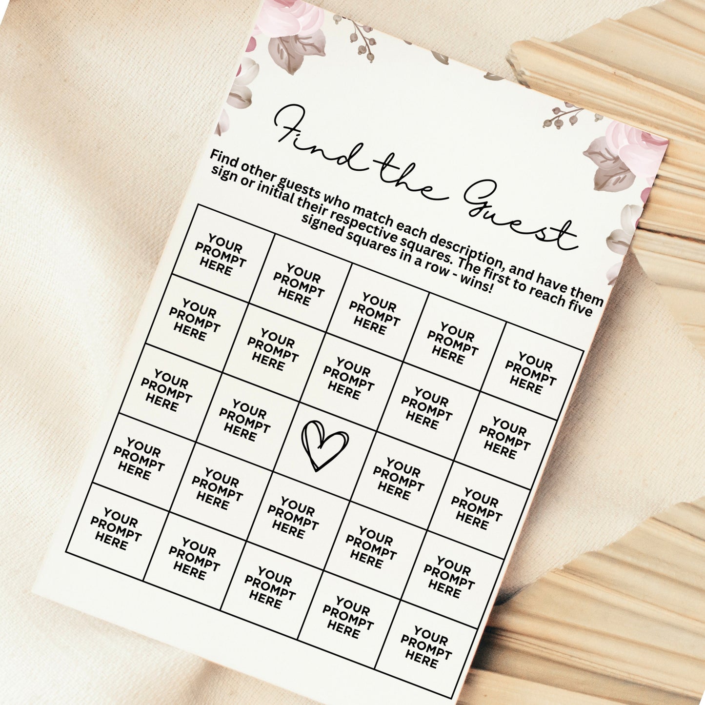 Editable Find Your Guest BINGO