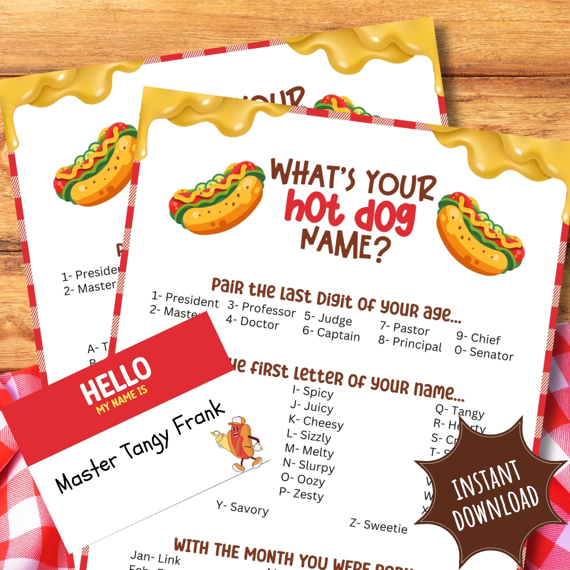 whats your hotdog name game bundle