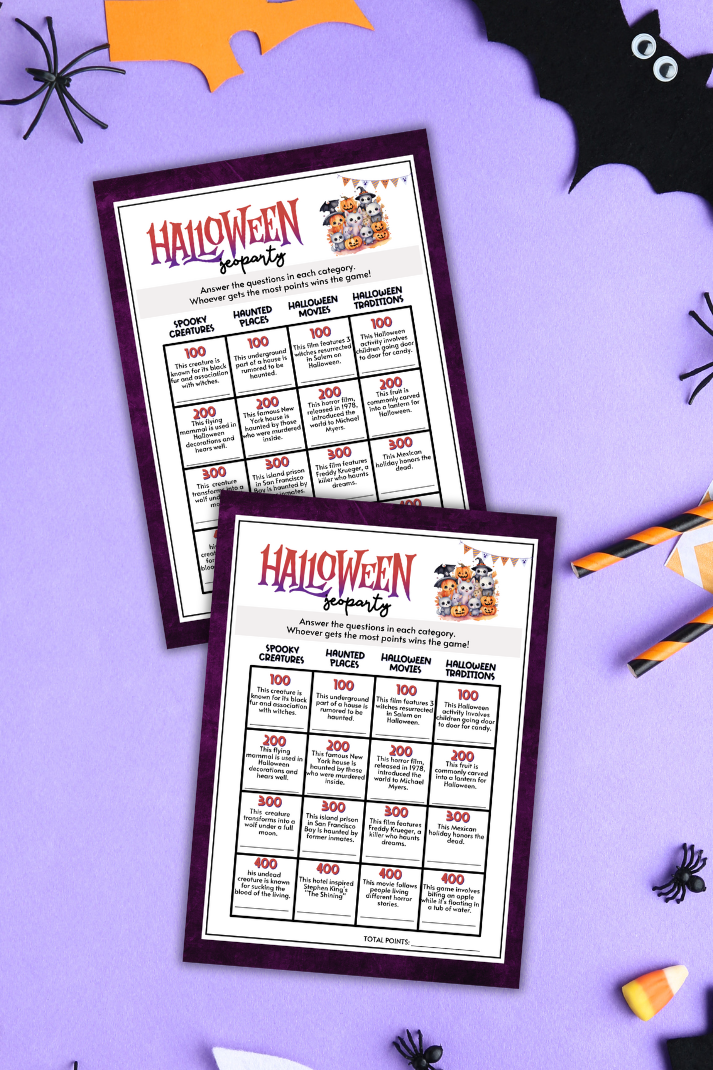 Halloween Jeoparty Game - Test Your Spooky Smarts!
Get ready for a thrilling challenge with the Halloween Jeoparty Game! This Halloween-themed trivia game is perfect for adding some brain-teasing fun to your party, keeping guests of all ages entertained as they test their knowledge of all things spooky.